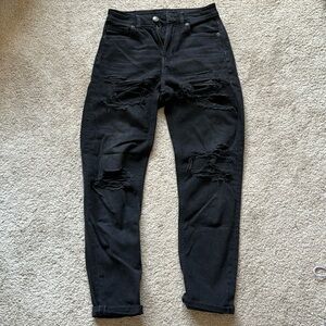 American Eagle Ripped Black Mom Jeans